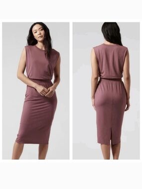 Athleta Santorini Cinch Dress Mauve Sleeveless Maxi Dress Women’s Large